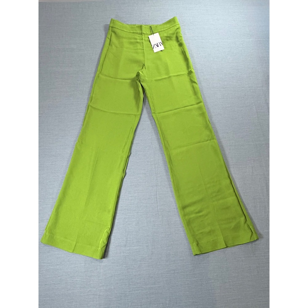 Zara Wide Leg Trousers Women Size M Lime Green NWT High Waisted